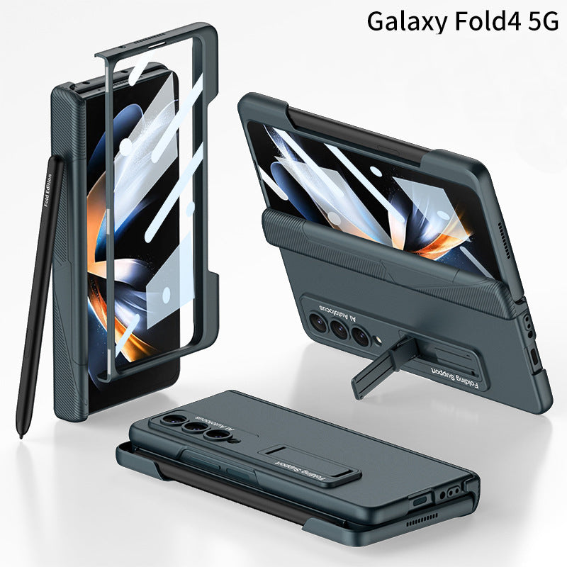 Side Pen Slot Hinge Flip Cover for Samsung Galaxy Z Fold4 5G Magnetic Case with Screen Protector