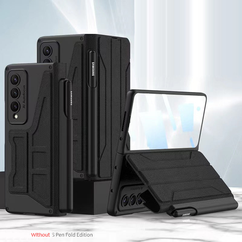 Leather Samsung Galaxy Z Fold4 5G Flip Case Cover With Film Detachable S Pen Holder