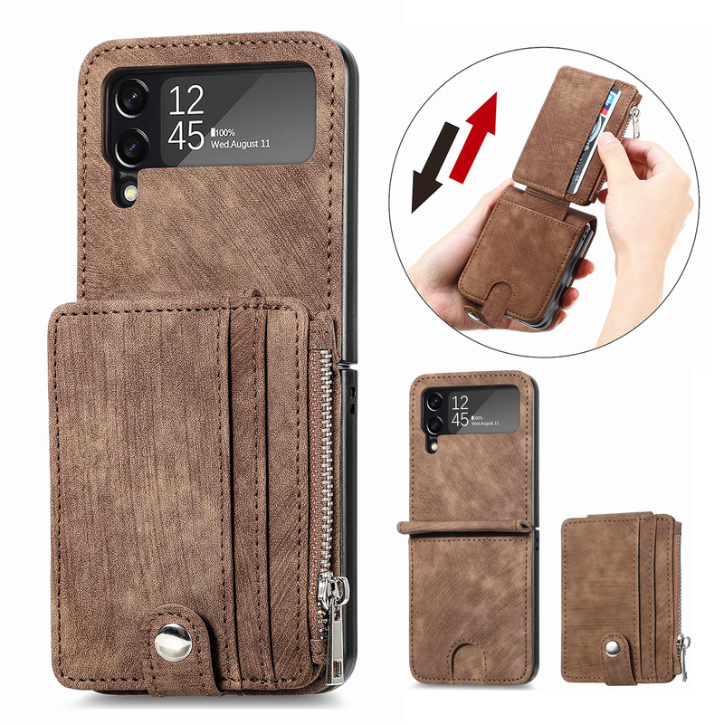Detachable Card Holder Case For Samsung Galaxy Z Flip4 5G Flip4 Leather Case