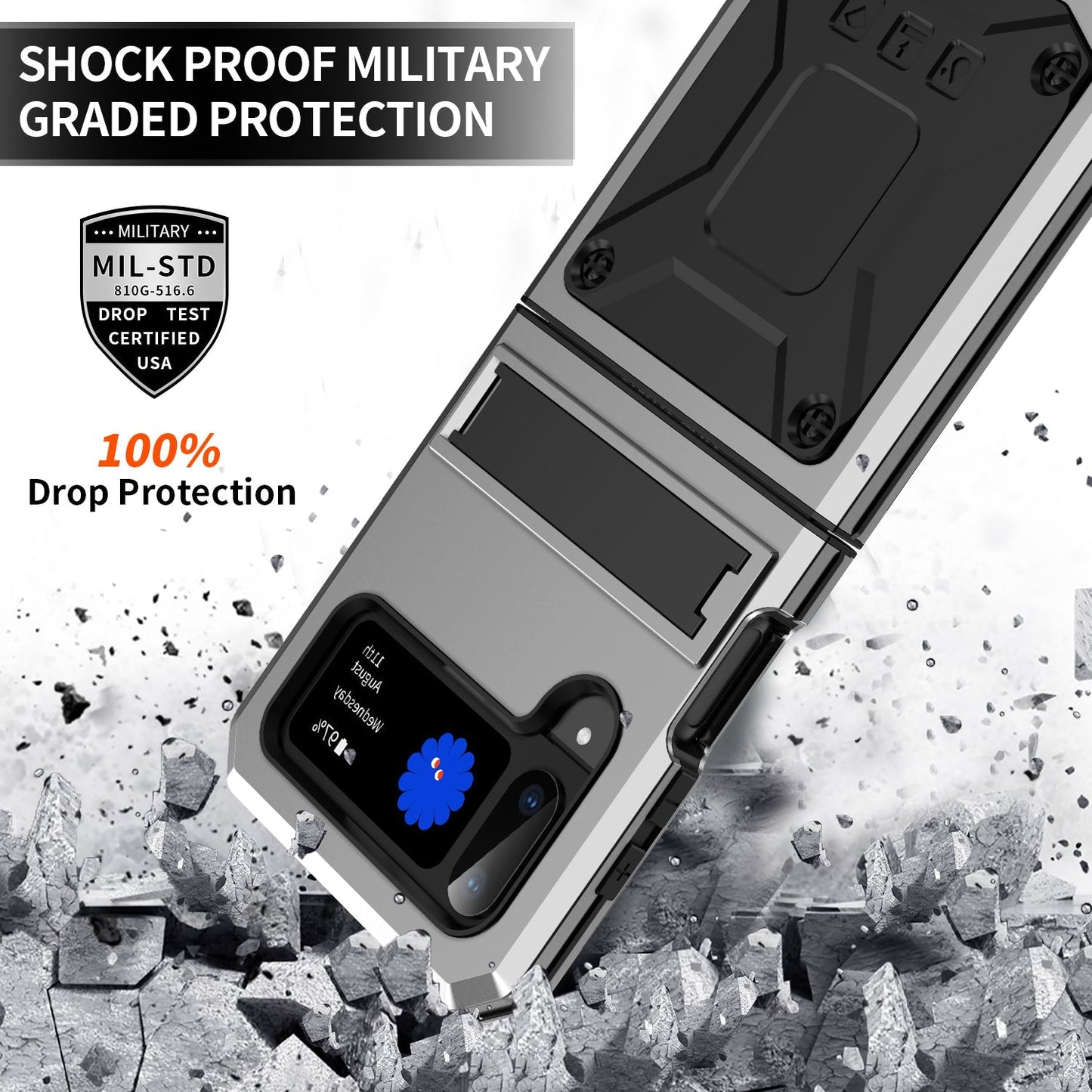 Aluminum Alloy Heavy Duty Military Protection Case For Samsung Galaxy Z Flip4 5G