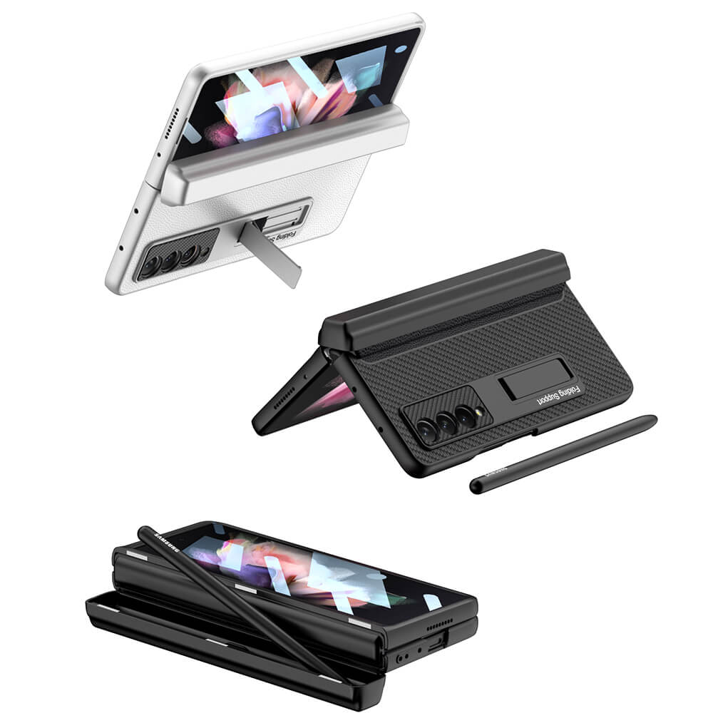 NEWEST Magnetic Folding Full Wrap Protective Pen Case With Back Screen Glass Hinge Holder Leather Phone Cover For Samsung Galaxy Z Fold 3 5G Samsung Galaxy Z Fold 3 Case