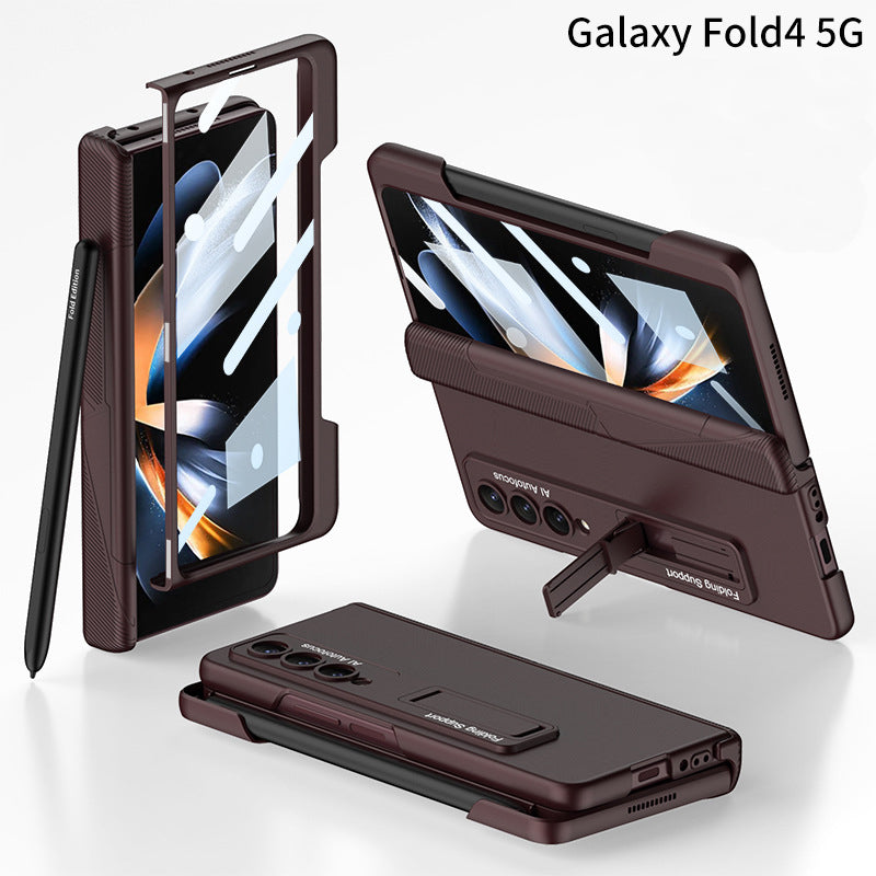 Side Pen Slot Hinge Flip Cover for Samsung Galaxy Z Fold4 5G Magnetic Case with Screen Protector