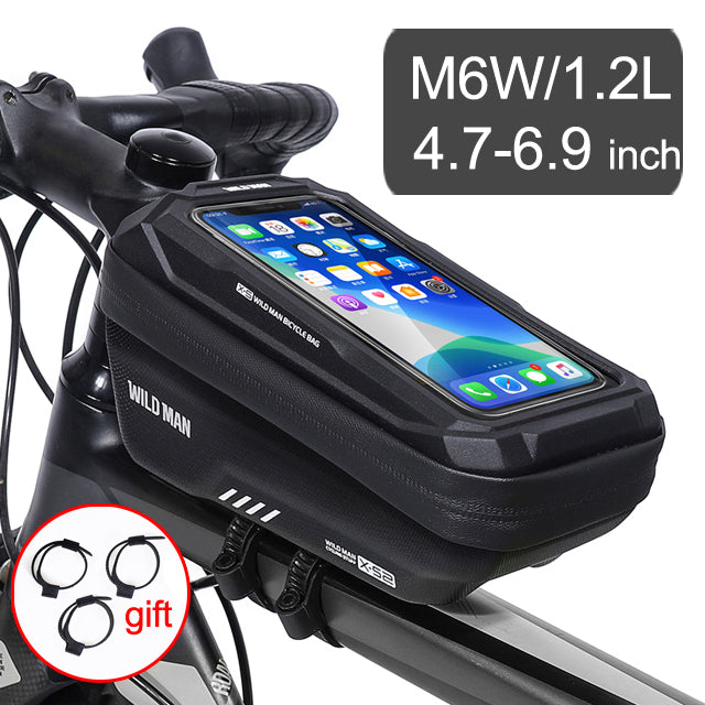 Bicycle Bag 1.2L Frame Front Tube Cycling Waterproof Holder 7 inch Touchscreen Bag Bike Accessories