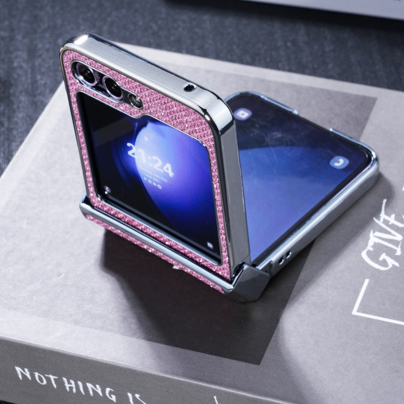 Silver Frame Luxury Magnetic Charging Diamond Phone Case For Samsung Galaxy Z Flip7/Flip6