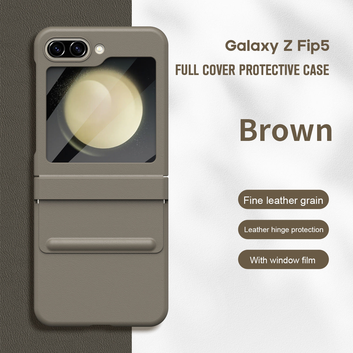 Samsung Galaxy Z Flip5 Leather Hinge Full Cover Protective Case