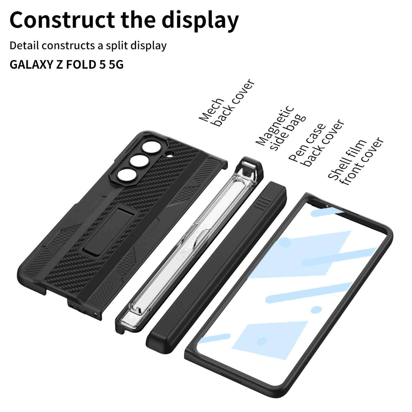 Magnetic All-included Screen Tempered Glass Film Phone Cover With Slide S Pen Case For Samsung Galaxy Z Fold5