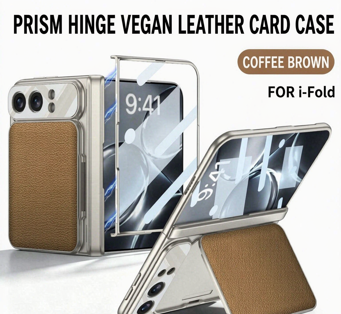 Apple Magnetic Leather Frame Stand All-included Screen Glass Film Vintage Leather Phone Case For iPhone Fold/Ultra