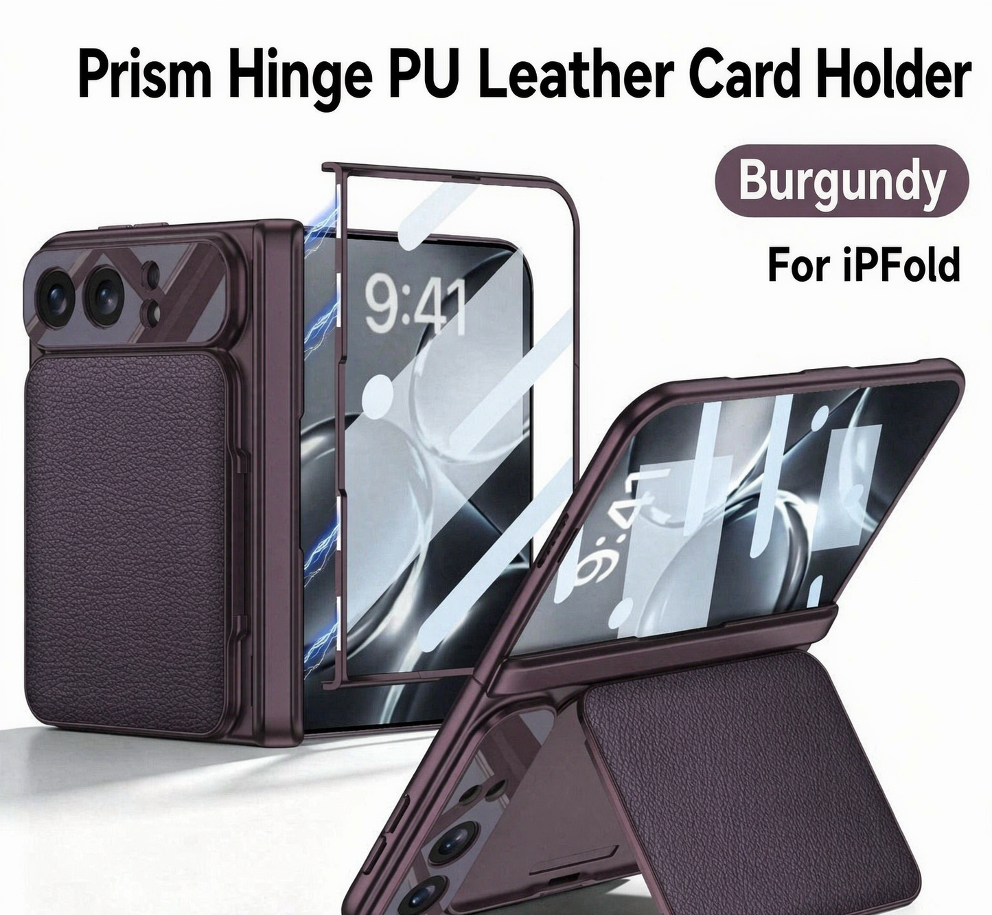 Apple Magnetic Leather Frame Stand All-included Screen Glass Film Vintage Leather Phone Case For iPhone Fold/Ultra