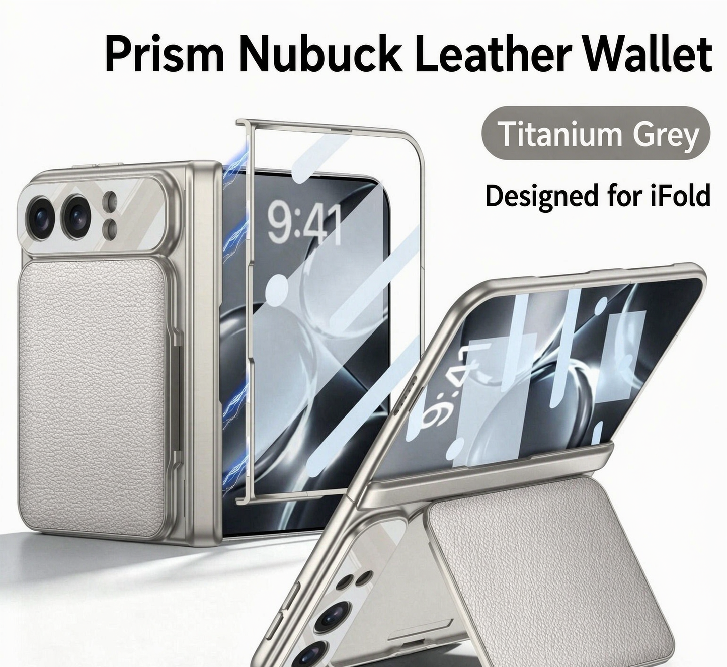 Apple Magnetic Leather Frame Stand All-included Screen Glass Film Vintage Leather Phone Case For iPhone Fold/Ultra