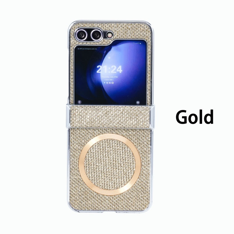 Silver Frame Luxury Magnetic Charging Diamond Phone Case For Samsung Galaxy Z Flip7/Flip6
