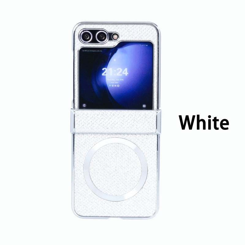 Silver Frame Luxury Magnetic Charging Diamond Phone Case For Samsung Galaxy Z Flip7/Flip6