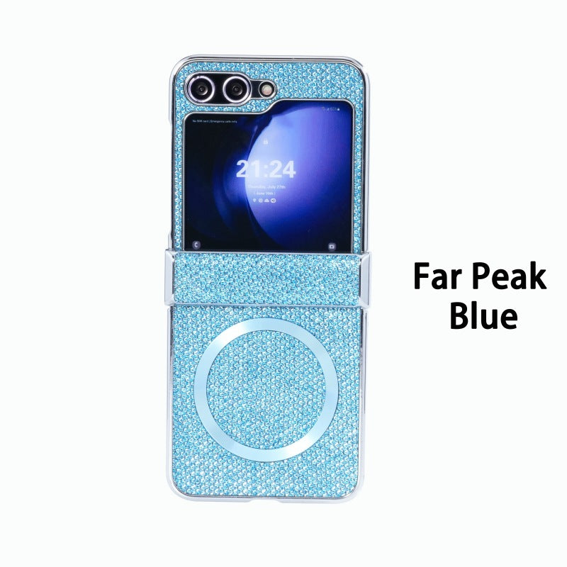 Silver Frame Luxury Magnetic Charging Diamond Phone Case For Samsung Galaxy Z Flip7/Flip6