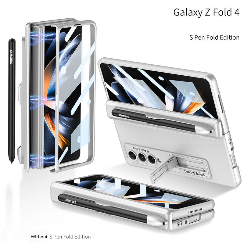 Magnetic Hinge Case For Galaxy Z Fold4 5G With Pen Slot Tempered Film