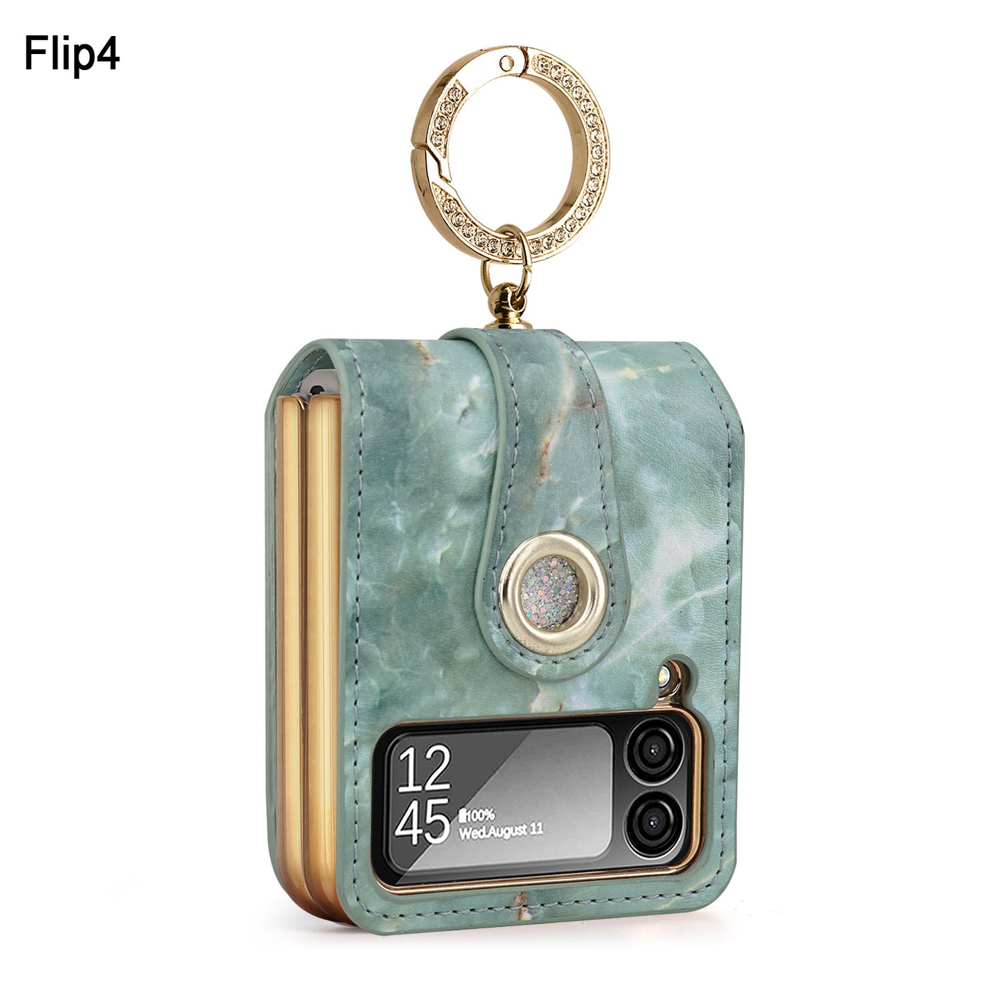 Luxury Marble Grain Leather Phone Case with Ring Bracket For Samsung Galaxy Z Flip4