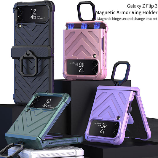Magnetic Armor Ring Holder Case For Samsung Galaxy Z Flip3 5G