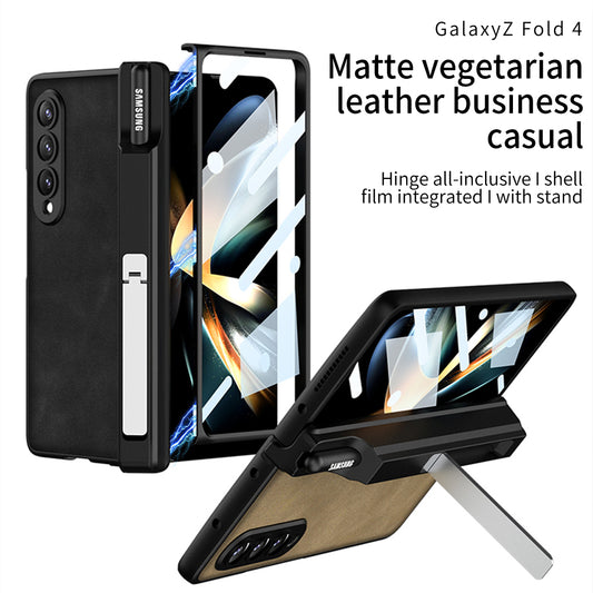 Magnetic Matte Leather Shockproof Pen Slot Phone Case With Bracket For Samsung Galaxy Z Fold4