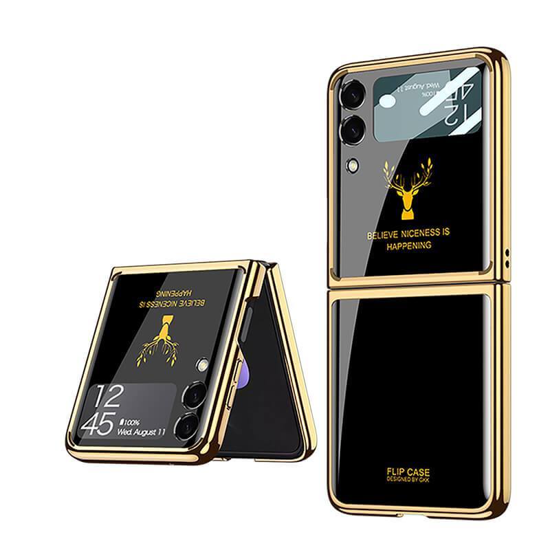 Luxury Deer Glass Samsung Z Flip 3 Case pphonecover