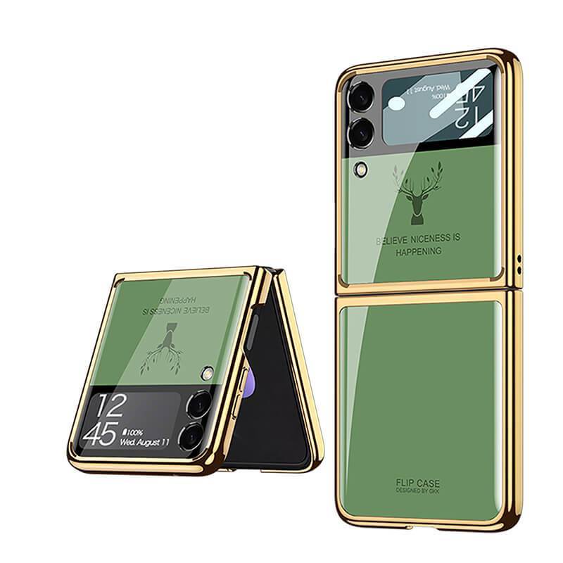 Luxury Deer Glass Samsung Z Flip 3 Case pphonecover