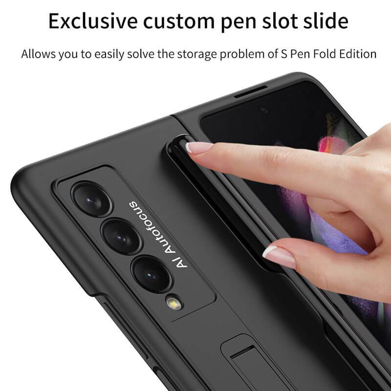 Magnetic Stand Holder Pen Slot Hard Protective Case For Samsung Z Fold 3 5G