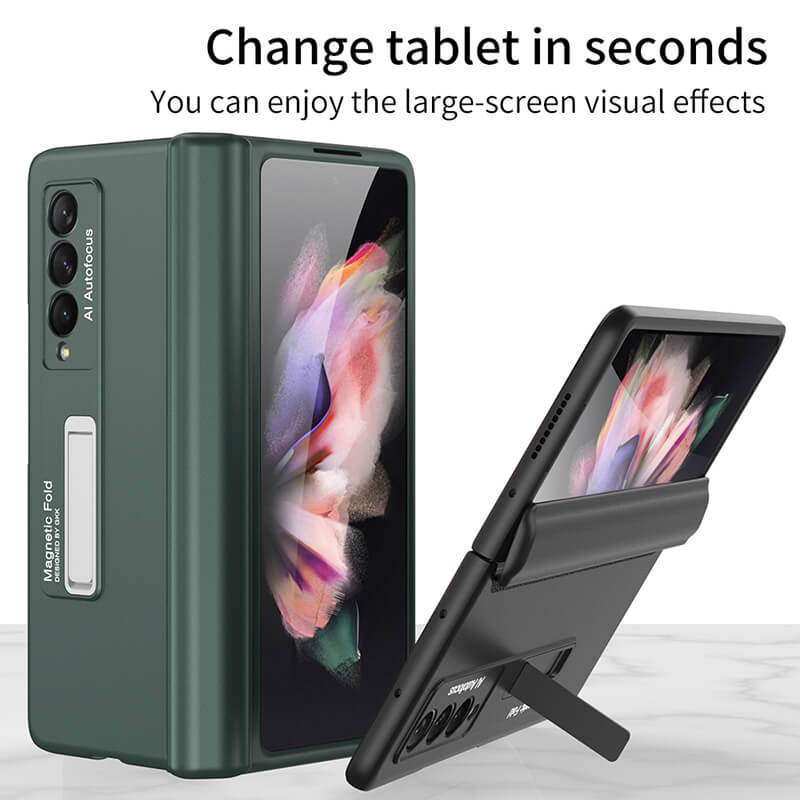 Magnetic Frame Plastic Stand All-included Case For Samsung Galaxy Z Fold 3 5G