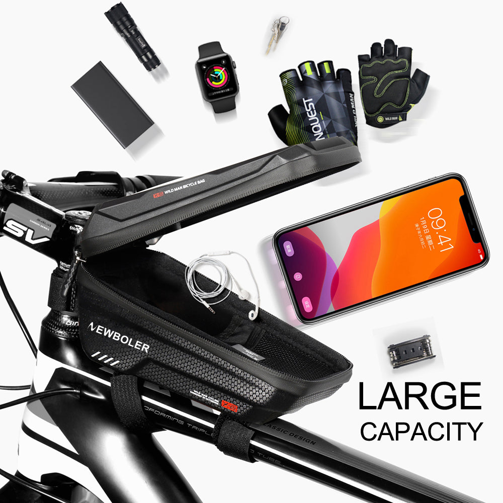 Bicycle Bag 1.2L Frame Front Tube Cycling Waterproof Holder 7 inch Touchscreen Bag Bike Accessories