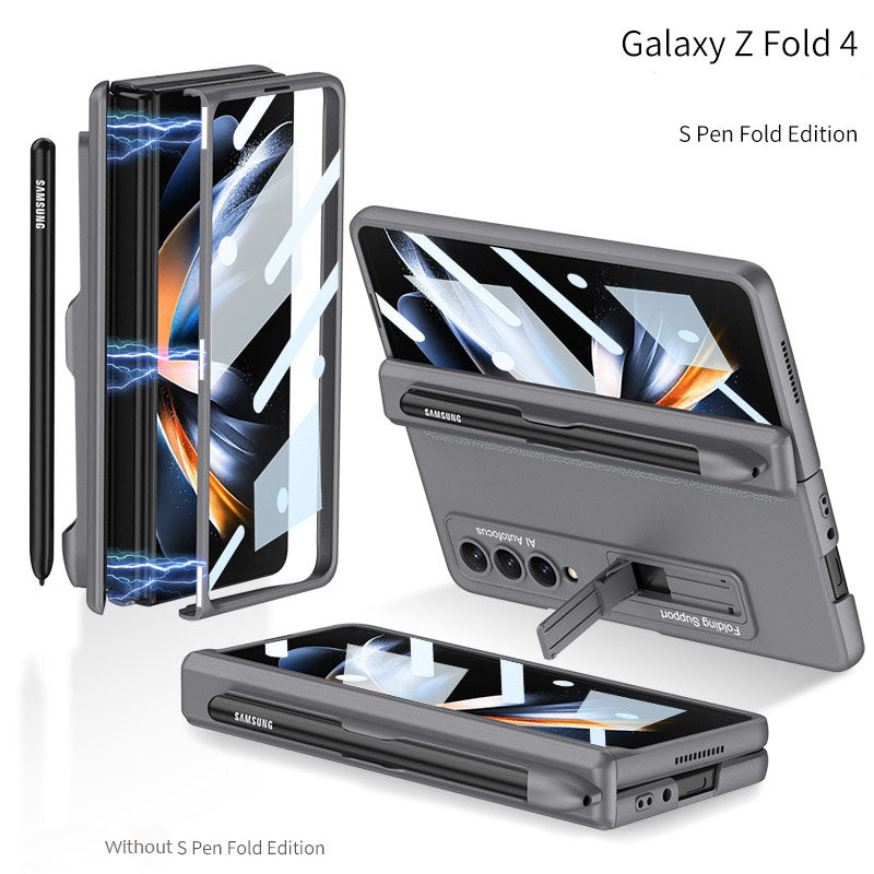 Magnetic Hinge Case For Galaxy Z Fold4 5G With Pen Slot Tempered Film