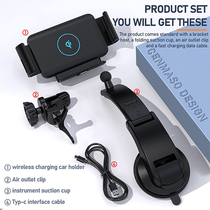 Automatic Clamping Car Wireless Charger Air Vent Mount Phone Holder