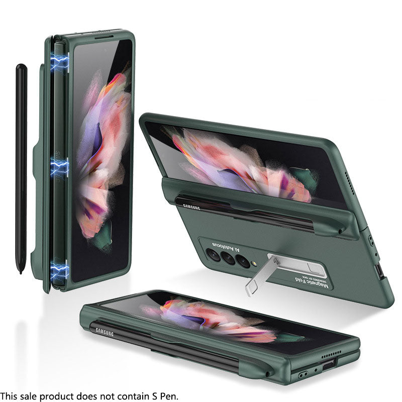 Magnetic Frame Plastic Stand All-included Case With S Pen Slot For Samsung Galaxy Z Fold 3 5G