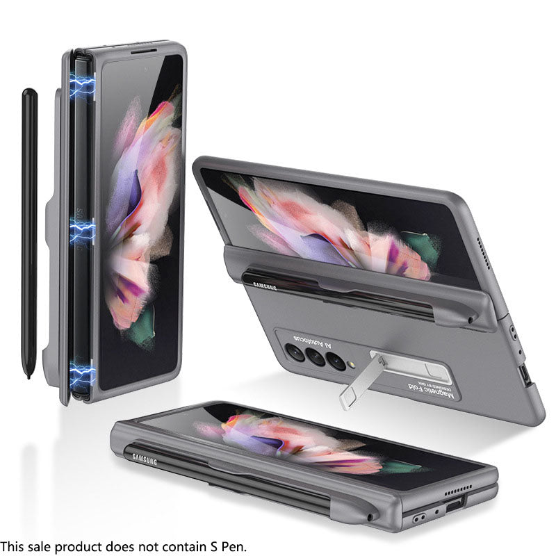 Magnetic Frame Plastic Stand All-included Case With S Pen Slot For Samsung Galaxy Z Fold 3 5G