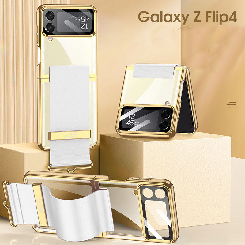 Electroplated Samsung Galaxy Z Flip4 5G  Hard Cover with Strap