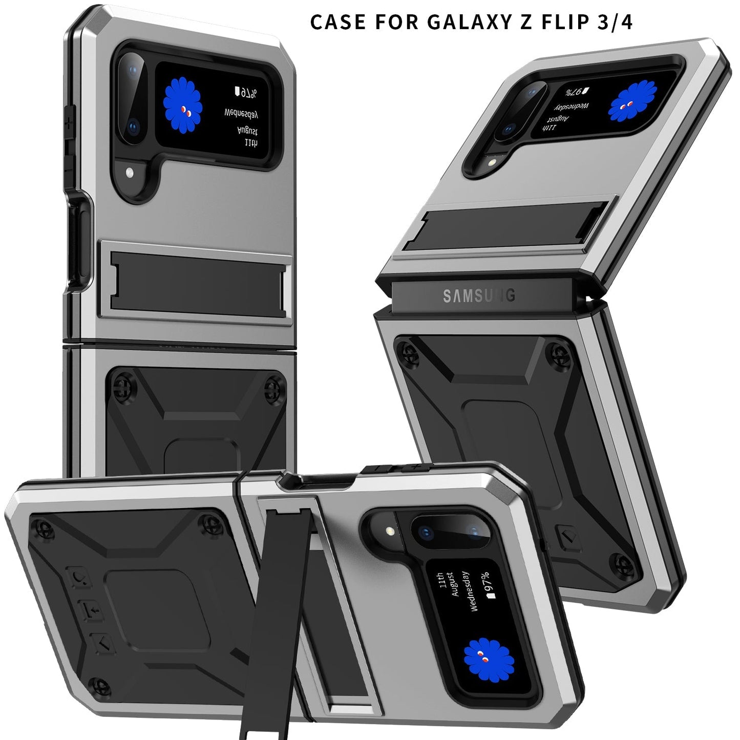 Aluminum Alloy Heavy Duty Military Protection Case For Samsung Galaxy Z Flip4 5G
