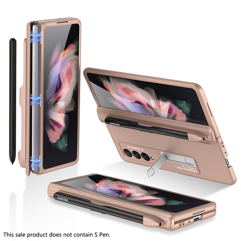 Magnetic Frame Plastic Stand All-included Case With S Pen Slot For Samsung Galaxy Z Fold 3 5G