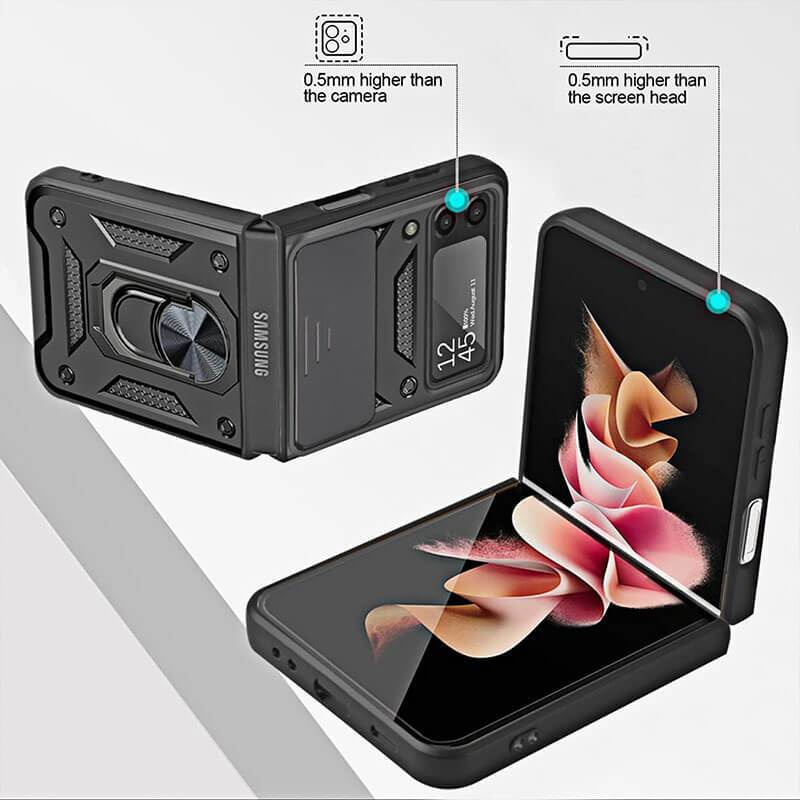 Drop Tested Cover with Magnetic Kickstand Car Mount Protective Case for Samsung Galaxy Z Flip 3 5G pphonecover