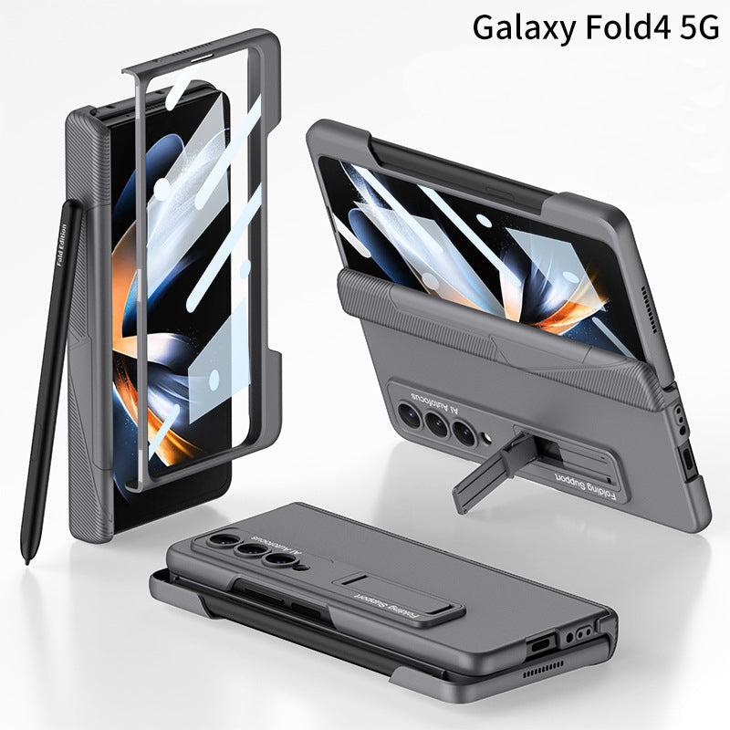 Side Pen Slot Hinge Flip Cover for Samsung Galaxy Z Fold4 5G Magnetic Case with Screen Protector