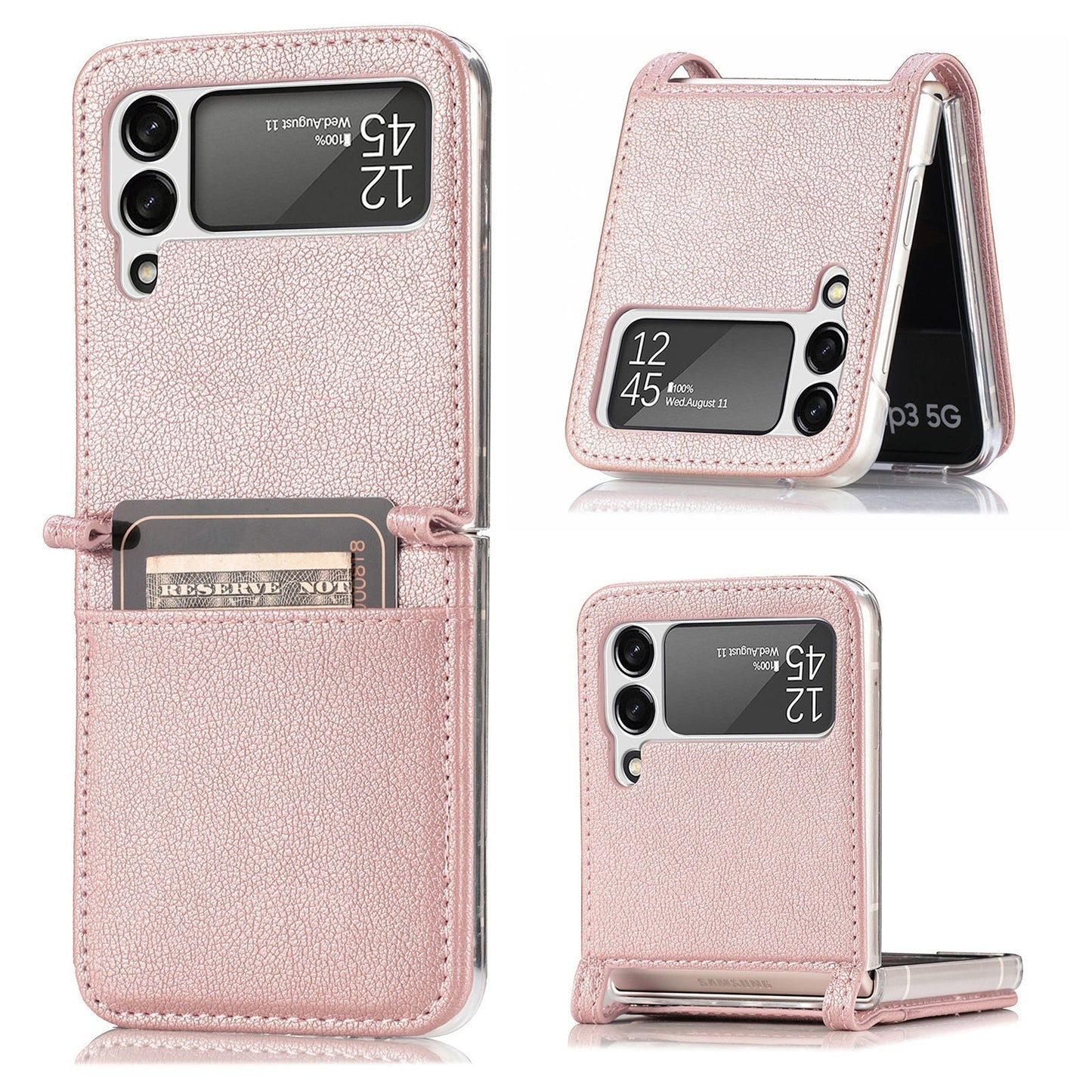 Luxury Card Holder Drop Protection Folio Cover For Samsung Galaxy Z Flip 3 5G pphonecover