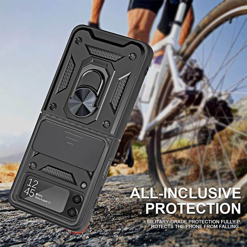 Drop Tested Cover with Magnetic Kickstand Car Mount Protective Case for Samsung Galaxy Z Flip 3 5G pphonecover