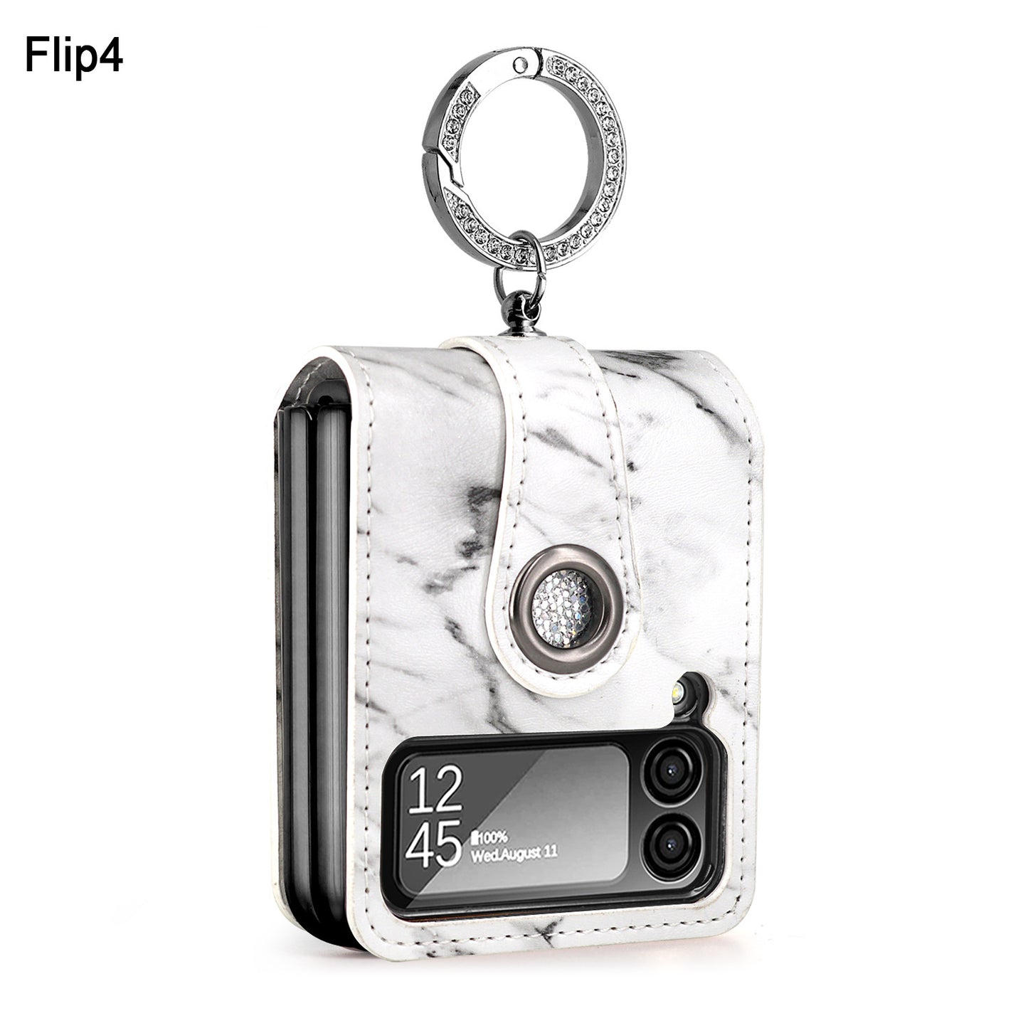 Luxury Marble Grain Leather Phone Case with Ring Bracket For Samsung Galaxy Z Flip4
