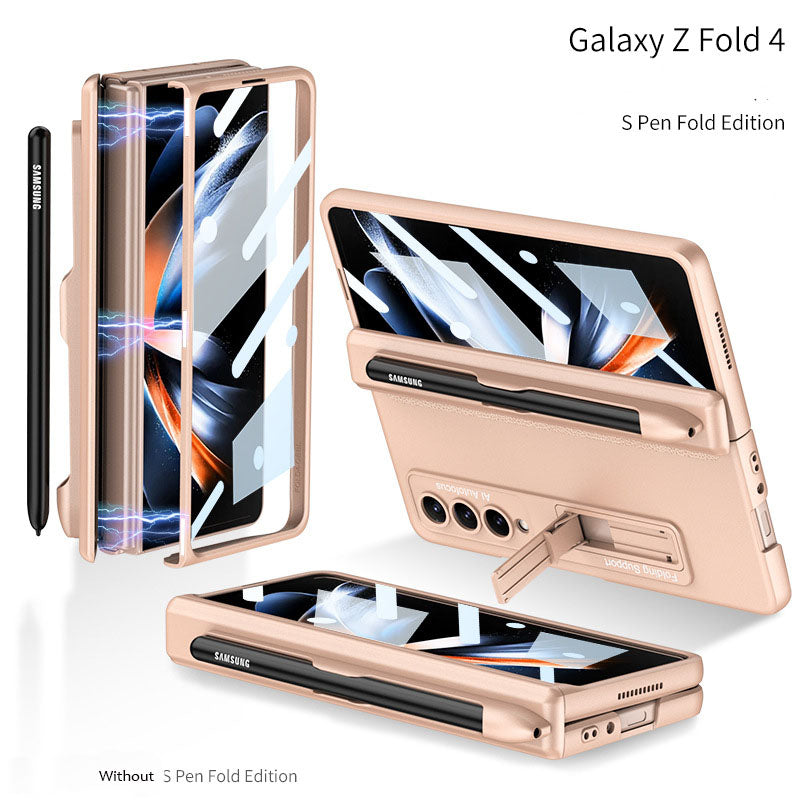 Magnetic Hinge Case For Galaxy Z Fold4 5G With Pen Slot Tempered Film