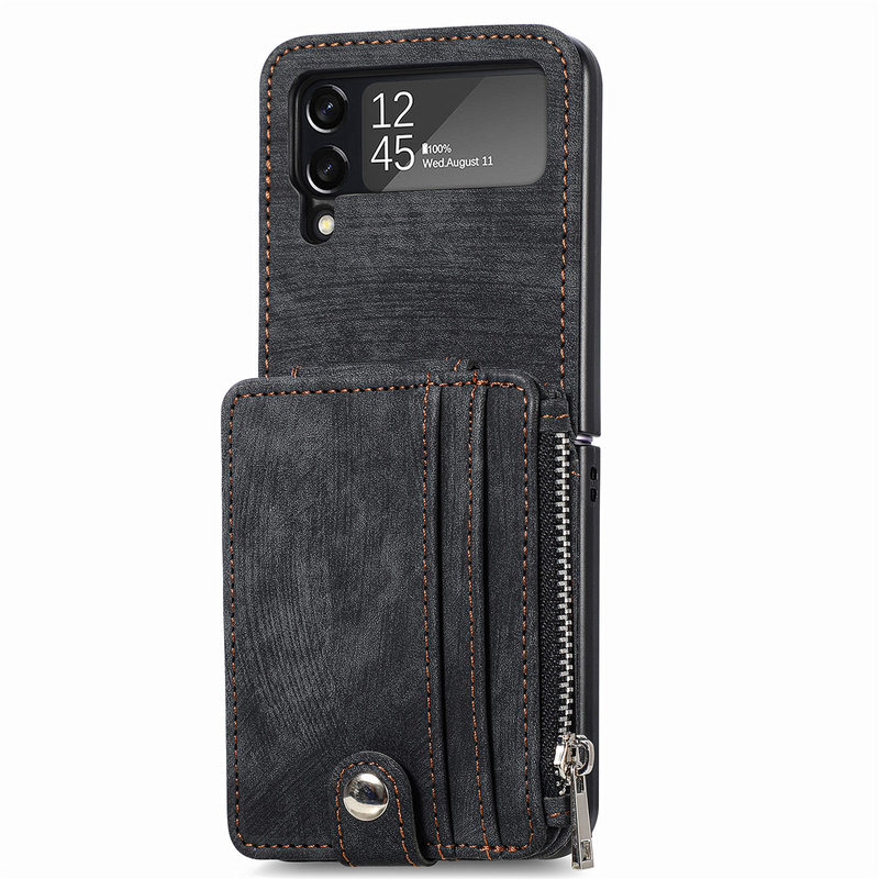 Detachable Card Holder Case For Samsung Galaxy Z Flip4 5G Flip4 Leather Case