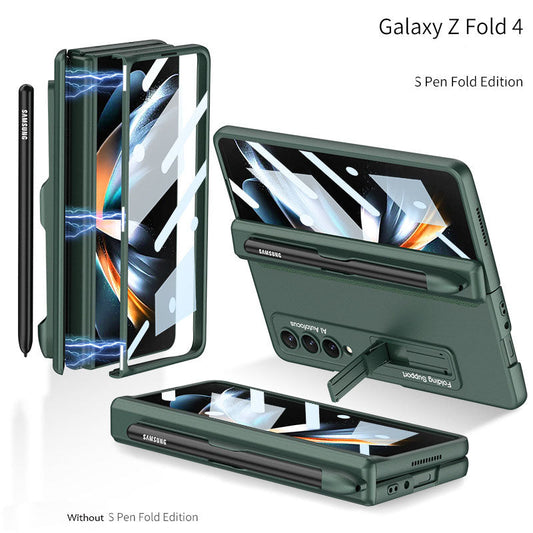 Magnetic Hinge Case For Galaxy Z Fold4 5G With Pen Slot Tempered Film