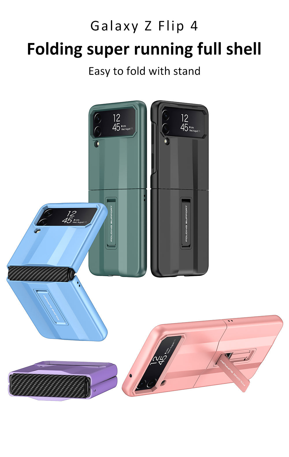 Full Protection Shockproof Phone Case With Folding Stand For Samsung Galaxy Z Flip4 5G