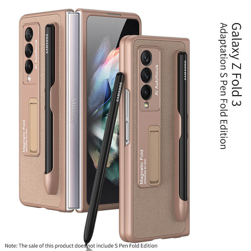 Luxury Leather Cover With Pen Slot Holder For Samsung Galaxy Z Fold 3 5G
