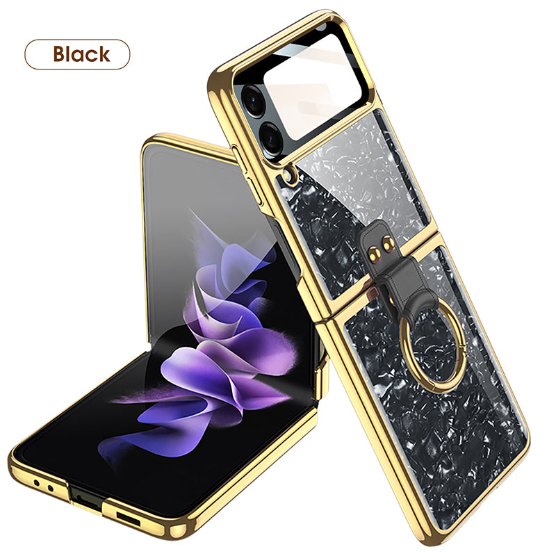 Golden Frame Luxury Crystal Case With Ring Stand For Samsung Galaxy Z Flip3(4)