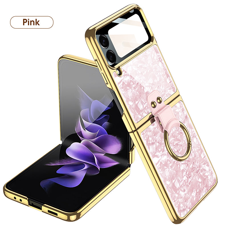 Golden Frame Luxury Crystal Case With Ring Stand For Samsung Galaxy Z Flip3(4)
