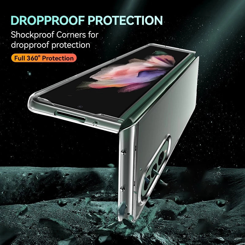 Capa For Samsung Galaxy Z Fold 4 3 2 5G Case Clear Transparent Folding Ultra Thin Protective Shockproof PC Hard Back Cover