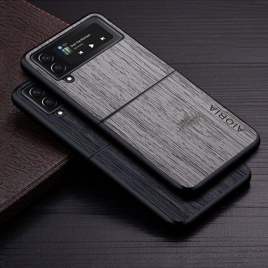 Case for Samsung Galaxy Z Flip 3 4 5G Z Flip3 funda bamboo wood pattern Leather cover Luxury coque for galaxy z Flip3 Flip4 5G case