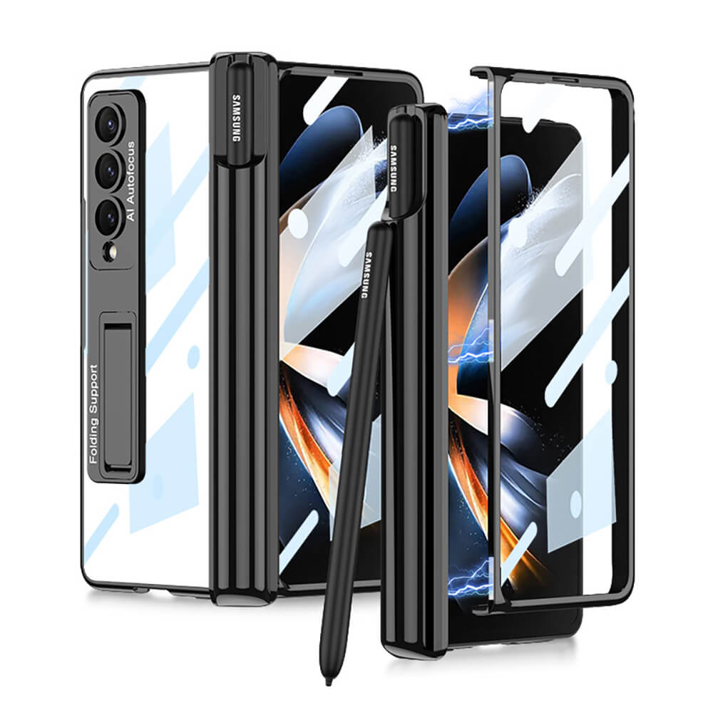 Galaxy Z Fold4 Fold3 | Magnetic Pen Holder Folding Bracket shell Privacy Film Integration Case - GiftJupiter