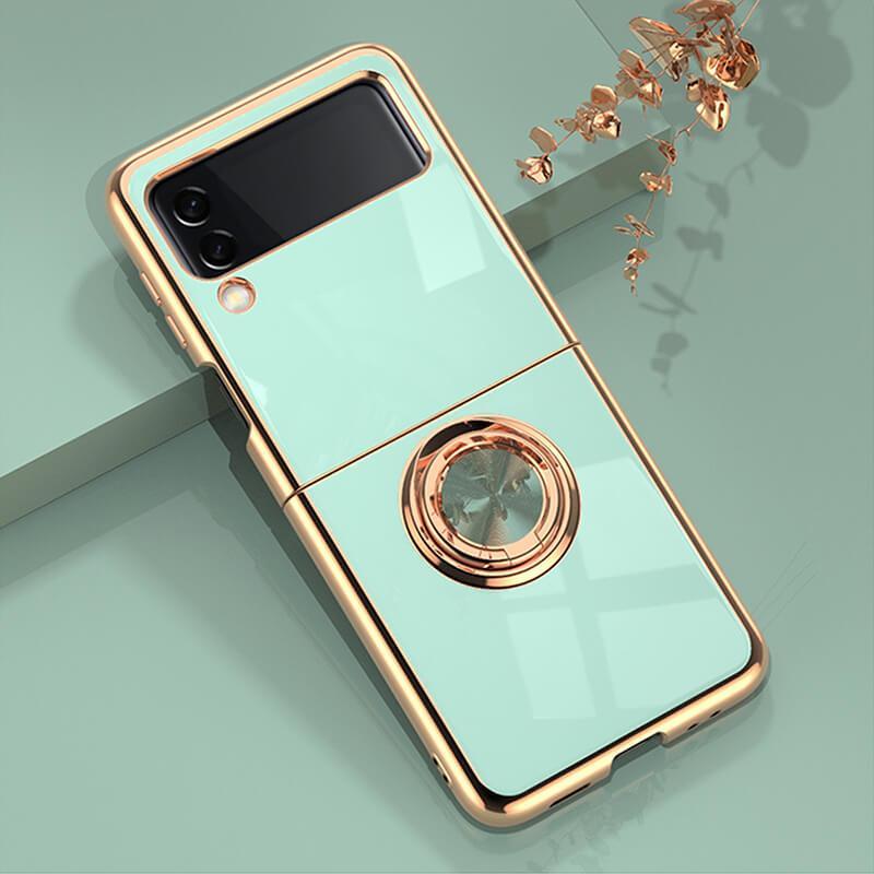Luxury Electroplating Magnetic Ring Bracket Protective Cover for Samsung Galaxy Z Flip 3 pphonecover