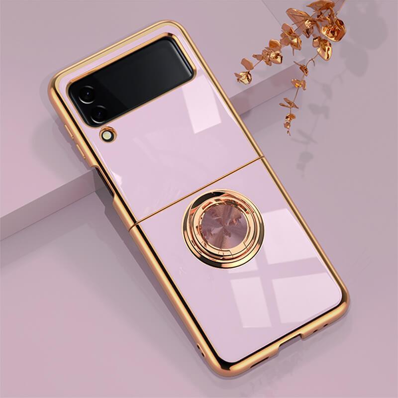 Luxury Electroplating Magnetic Ring Bracket Protective Cover for Samsung Galaxy Z Flip 3 pphonecover