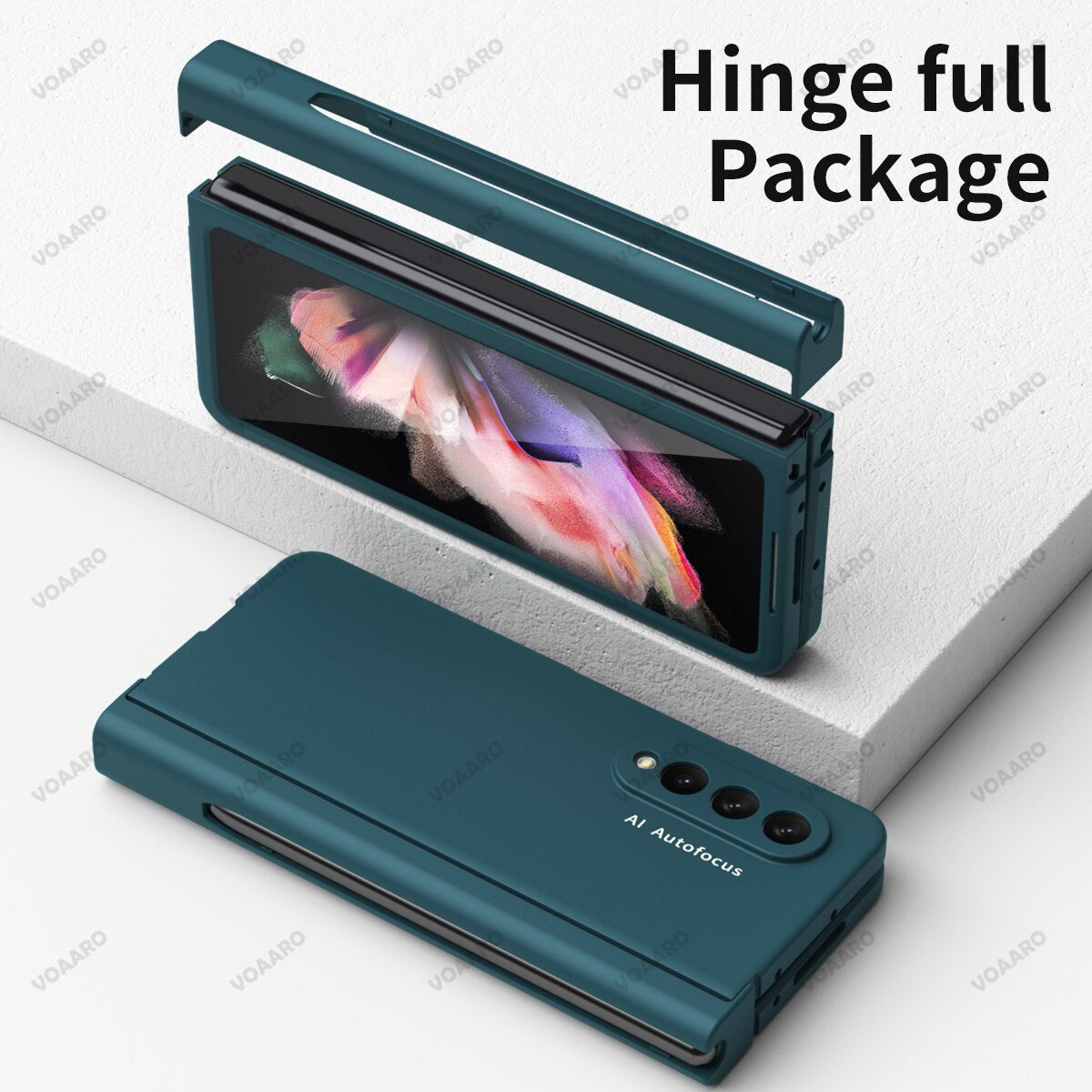 Samsung Galaxy Z Fold4 5G Hinge Case with Pen Slot Holder Hinge Case with Front Screen Glass Film